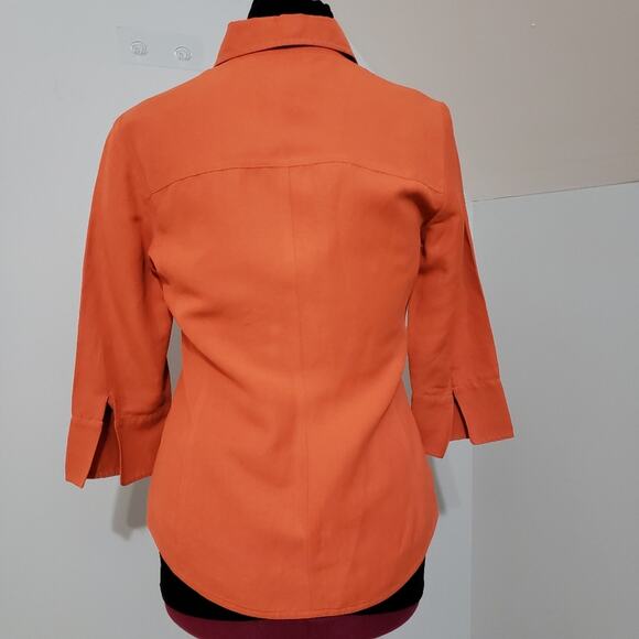 Linda Allard by Ellen Tracy Lined 3/4 Sleeve Collared Linen Blouse Size 6 - Picture 7 of 7